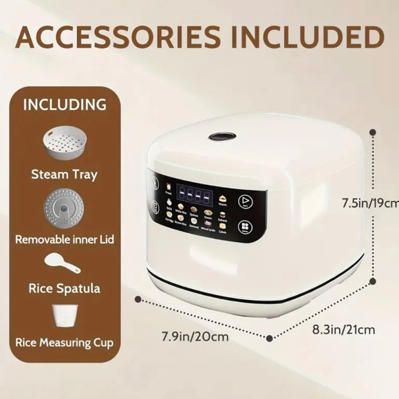 New Rice Cooker 67.63oz Portable Multi-Functional, 10 Menu Options Non-Stick - Picture 8 of 9